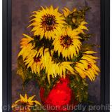 SUNFLOWERS WITH RED VASE D366