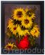SUNFLOWERS WITH RED VASE D366