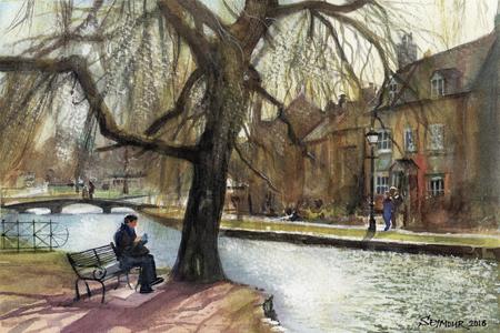 Reading by the river - Bourton on the water