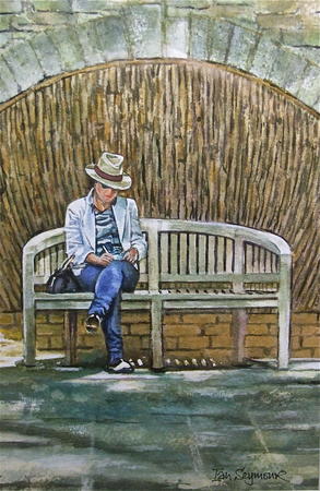 Writing a note, (Whatley Manor gardens)