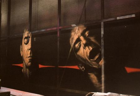 Lou Reed on Gauze..you can use a lot of lighting effects on gauze which won't work on canvas.