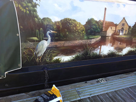 Canal boat mural detail
