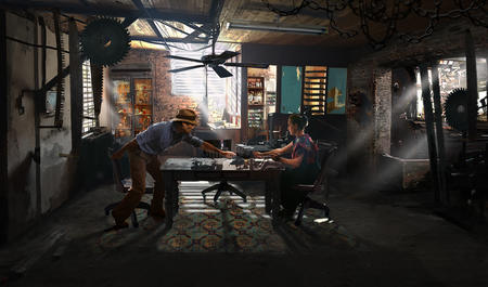 Hooten and the lady. Trading post office.