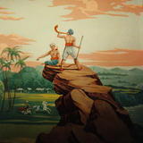 Raj Mural based on old woodcut wallpaper