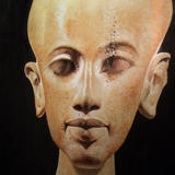 Egyptian bust painted onto silk