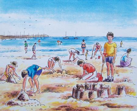 Children on the beach, Alderney