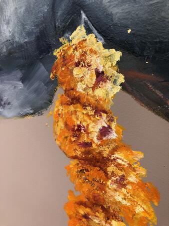 Indian cow and marigolds