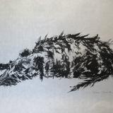 Nick's Lurcher - Chinese ink on silk