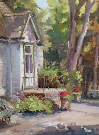 HORTICULTURAL HALL BACK VIEW AT HALIFAX PUBLIC GARDENS, PLEIN AIR (12x16x0.7''')