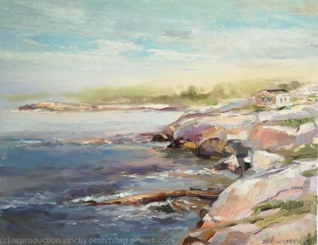  PLEIN AIR AT THE OCEAN 1 (11x14x0.7) (SOLD)