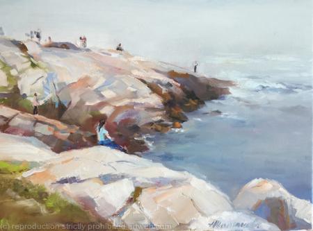 PLEIN AIR AT THE OCEAN 2 (9x12x0.7'')  (SOLD)