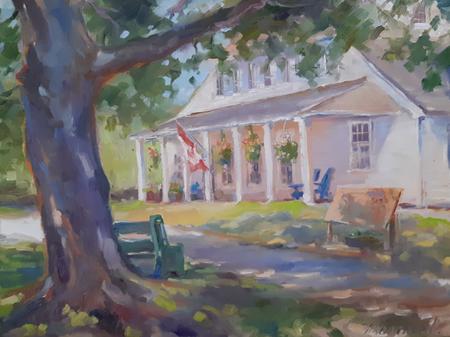 The sun on the Scott Manor house (plein air) 12x16''(SOLD)