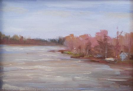 Plein air at the lake (5x7x0.1'' unframed, framed 8.7x7x0.5