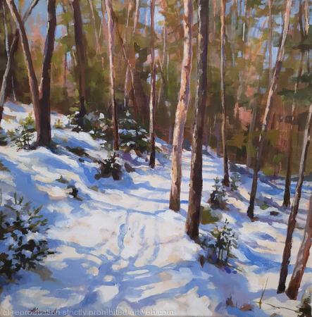 WINTER PATHS 4, original, one of a kind, acrylic on canvas winterscape (SOLD)