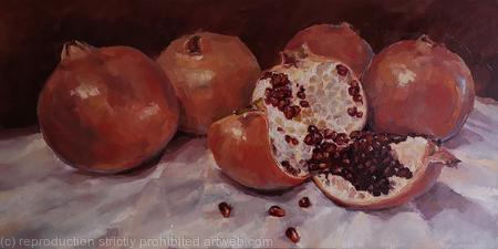Pomegranates, original, one of a kind, oil on canvas painting (SOLD by Teichert Art Gallery)