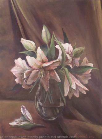 Lilies, original, one-of-a-kind acrylic on canvas still life