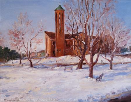 Sunday morning, original, one of a kind, oil on canvas painting (14x18'')