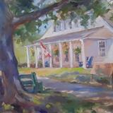 The sun on the Scott Manor house (plein air) 12x16''(SOLD)