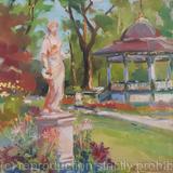 Public gardens, August, plein air - original, one of a kind, oil on canvas impressionistic style painting