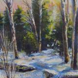 Winter dawn, original acrylic on canvas paper painting, (8x9x0.1'')