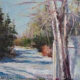 Winter path 3, original acrylic on canvas paper painting (8x10'x0.1'')