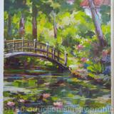 Sunny bridge #2, original, acrylic on canvas paper painting