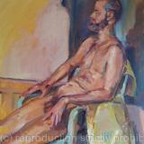 Male nude study, original, one of a kind, oil on canvas portrait
