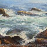 Ocean, seething surf, original one of a kind oil on canvas seascape