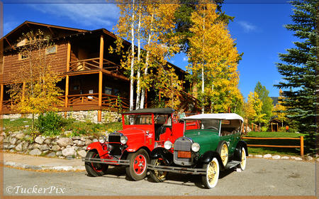 Grand Lake Lodge Model T's in Fall colors
