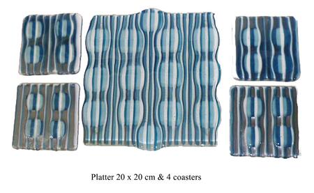 Striped Platter with matching coasters Sold