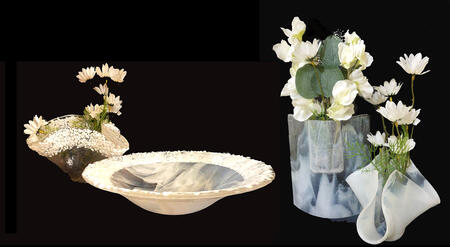 'Celebration set', Large bowl, small bowl, Flower Pocket, 2 Handkerchief bowls