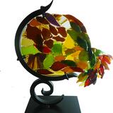 Autumn Leaves Sculptural with wrought iron frame