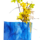 Egyptian blue 'Flower pocket' on wooden base