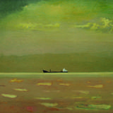 Ship under a green sky