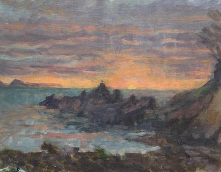 Winter Sunrise, Rocks at Penlee
