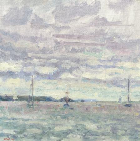 Morning from Kingsand with Boats and Mew Stone