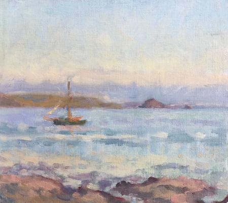 Evening with Green Boat and Mew Stone