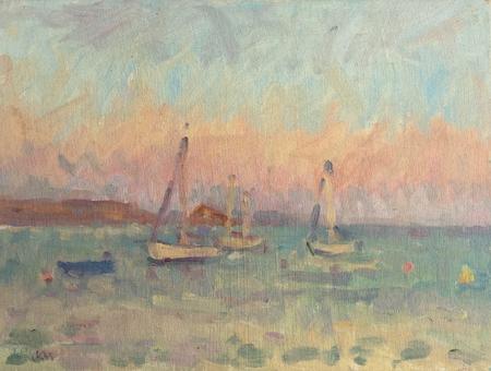 Early Summer Evening with Boats and Mewstone