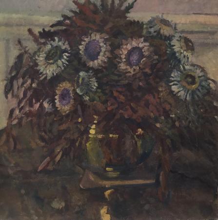 Dried Flowers In a Brass Bowl