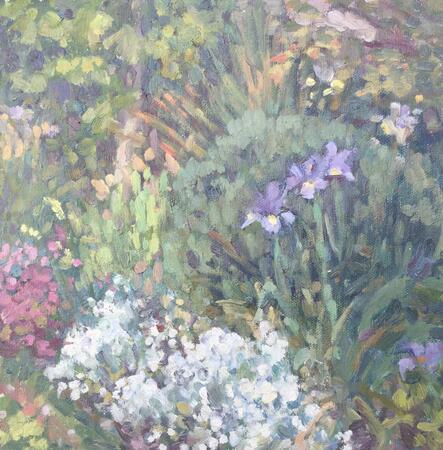 Rosemary and Irises, Spring Garden