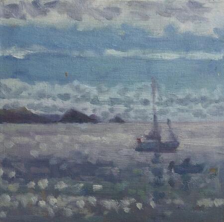 Summer Morning with Cloud and Two Boats