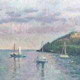 Spring Evening with Blue Boat