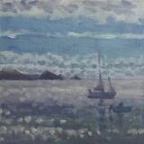 Summer Morning with Cloud and Two Boats