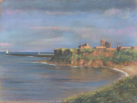 sunset over Tynemouth Priory