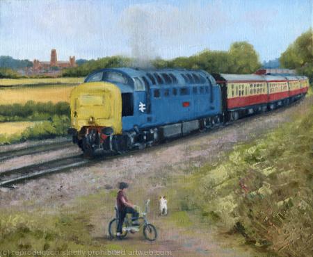 A Deltic passes through Durham