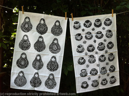 Babushka and Teacups teatowels
