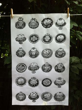 Cakes tea towel