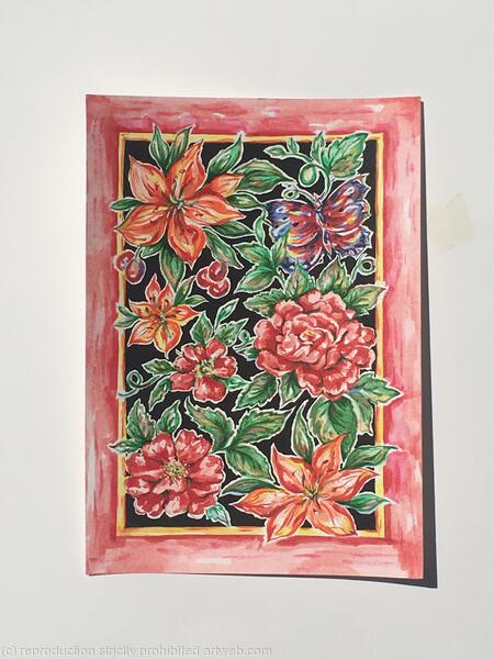 Garden florals with butterfly 