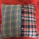 Patchwork  memory cushion  back made from two shirts 