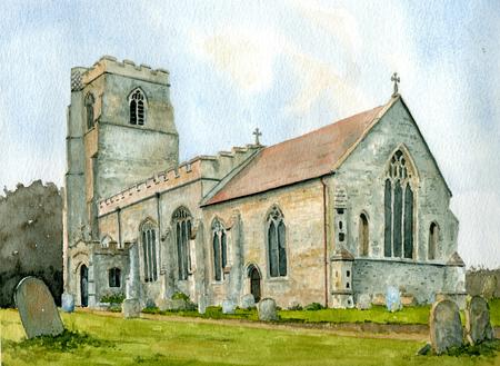Stansfield Church, Suffolk in Watercolour